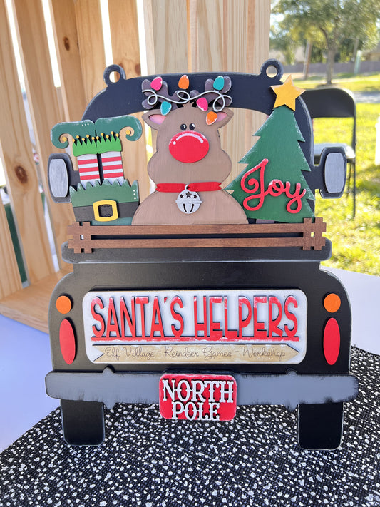 Santa's Helpers Christmas Insert for 12" Farmhouse Truck