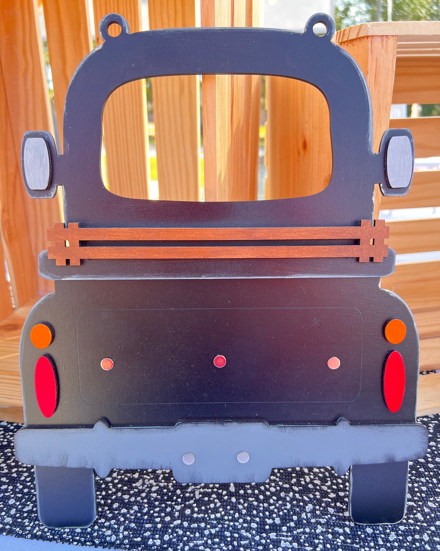 Customizable 12" Wooden Truck with Top Ribbon Hanger